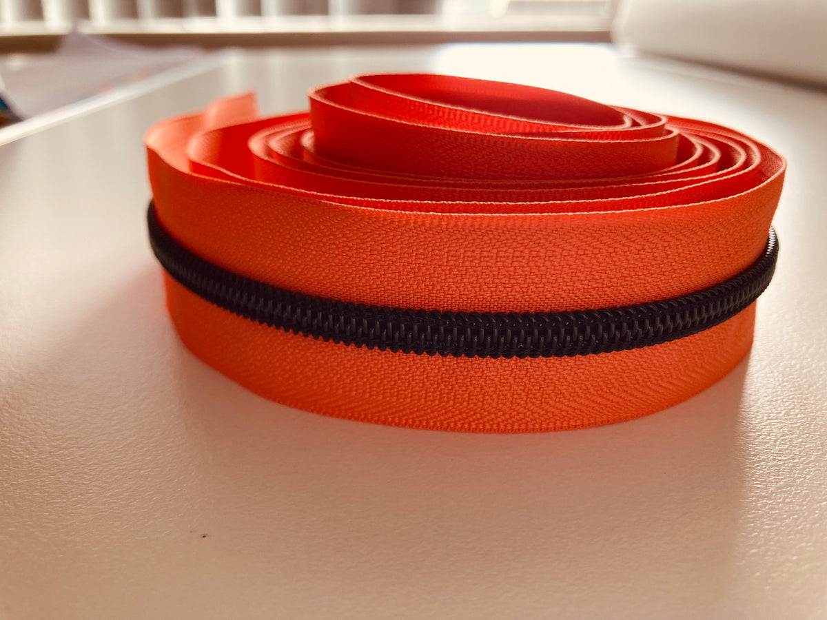 Black on Orange Zipper Tape Online Bag Supplies