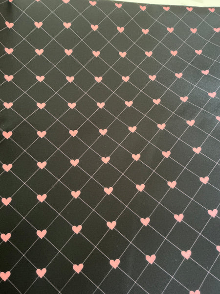 Black with Pink Hearts Bonded Poly Nylon