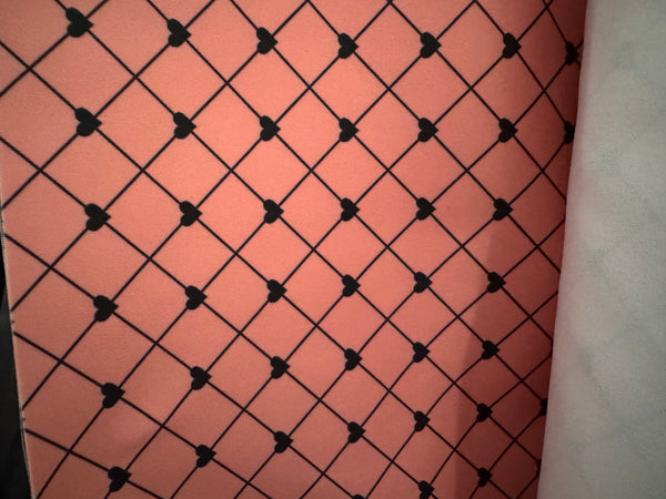 Pink with Black Hearts Bonded Poly Nylon Pre order