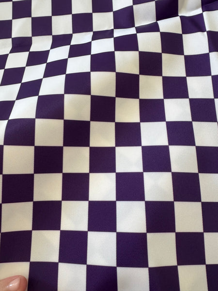 Purple and White Check Bonded Poly Nylon