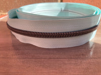 Gunmetal on Seafoam Zipper Tape