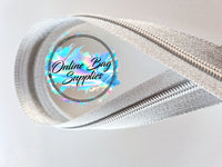 Silver on Silver number 5 zipper tape