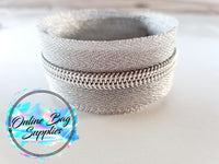 Silver on Silver number 5 zipper tape