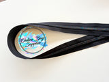 Iridescent with black number 5 zipper tape