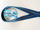 Gunmetal with teal number 5 zipper tape