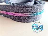 Rainbow Denim Zipper Tape