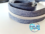 Silver Denim Zipper Tape