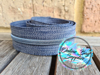 Blue on denim zipper tape