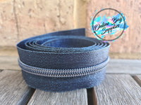 Metallic Blue on Metallic Blue Number 5 Zipper Tape