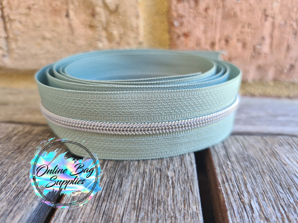 Silver on Sage - Number 3 Zipper Tape