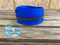 Iridescent on Electric Blue Number 5 Zipper Tape